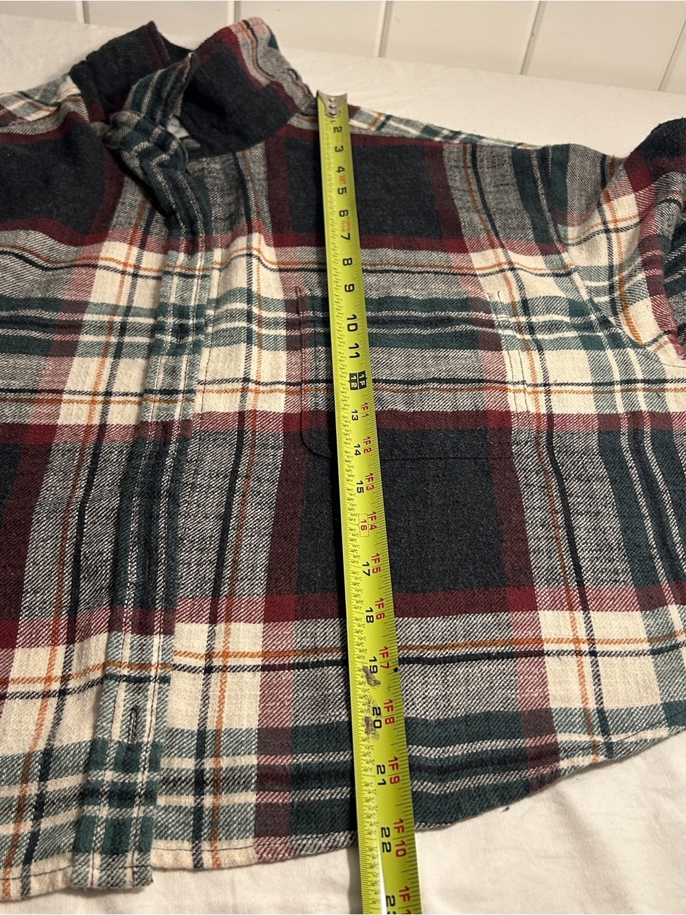 American Eagle shirt women’s XL Cropped plaid flannel XL crop top maroon green - Picture 13 of 16